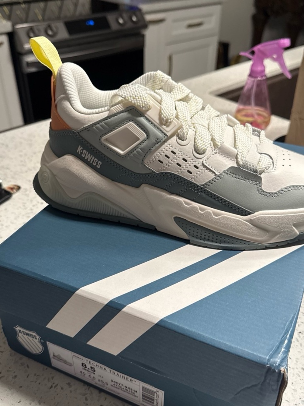K-Swiss Kids White, Gray and Yellow Chunky Athletic Sneakers